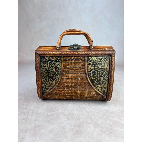 Vintage Wooden and Metal Purse Mod 1960s 1970s Handbag - Picture 4 of 9